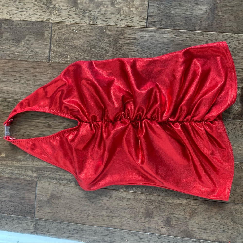 Curtain Call Costumes Red Halter Cinched Dance Top